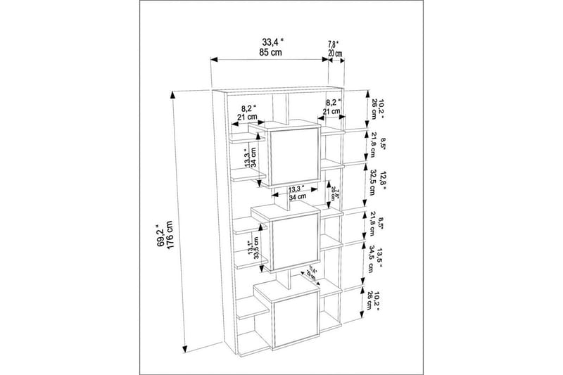 Dargaville Bokhylla 85 cm - Svart/Valnöt - Förvaring - Hyllor - Bokhylla