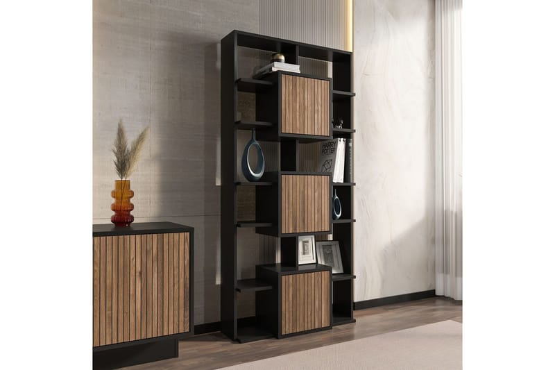 Dargaville Bokhylla 85 cm - Svart/Valnöt - Förvaring - Hyllor - Bokhylla