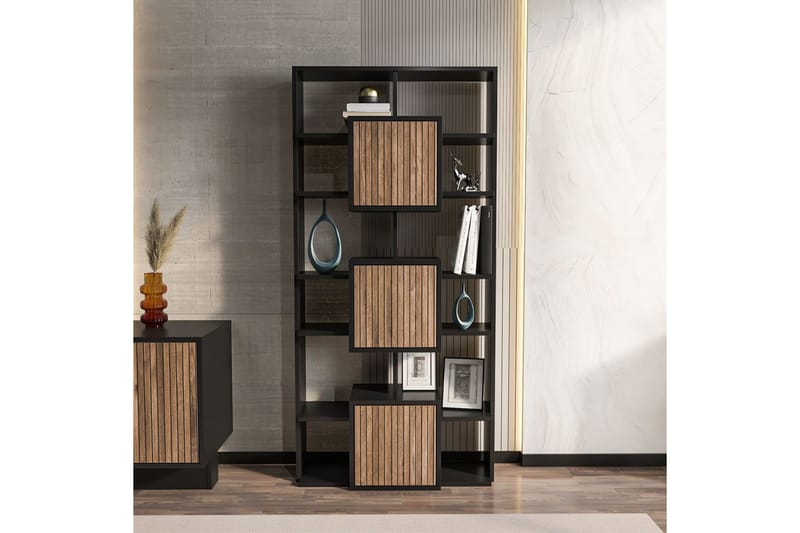 Dargaville Bokhylla 85 cm - Svart/Valnöt - Förvaring - Hyllor - Bokhylla