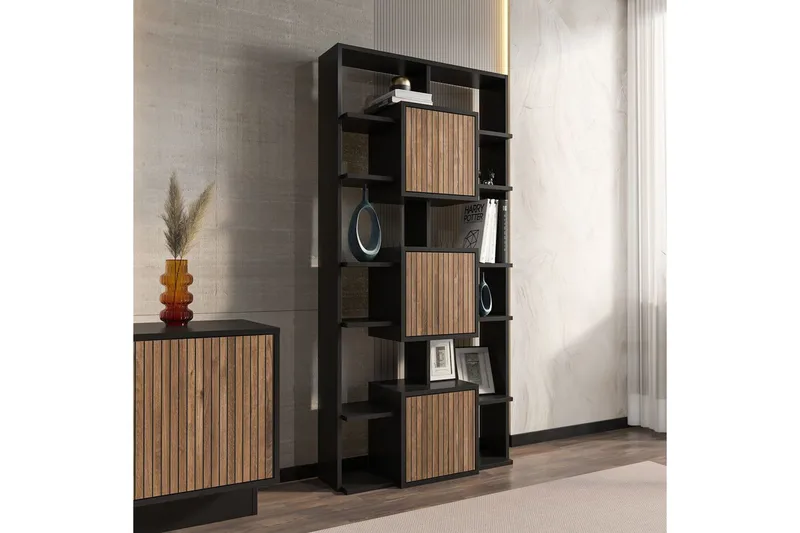 Dargaville Bokhylla 85 cm - Svart/Valnöt - Förvaring - Hyllor - Bokhylla