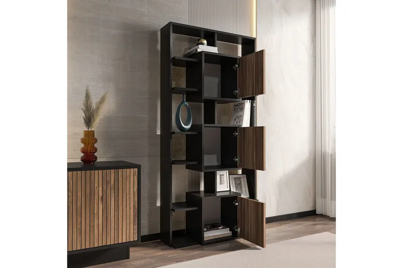 Dargaville Bokhylla 85 cm - Svart/Valnöt - Förvaring - Hyllor - Bokhylla