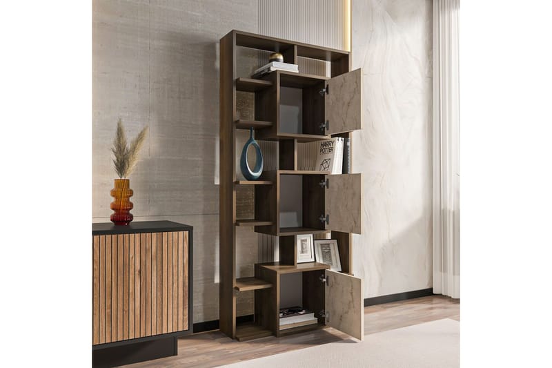 Dargaville Bokhylla 85 cm - Valnöt/Travertine - Förvaring - Hyllor - Bokhylla