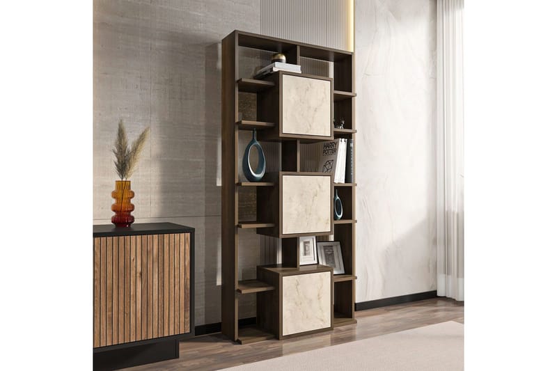 Dargaville Bokhylla 85 cm - Valnöt/Travertine - Förvaring - Hyllor - Bokhylla