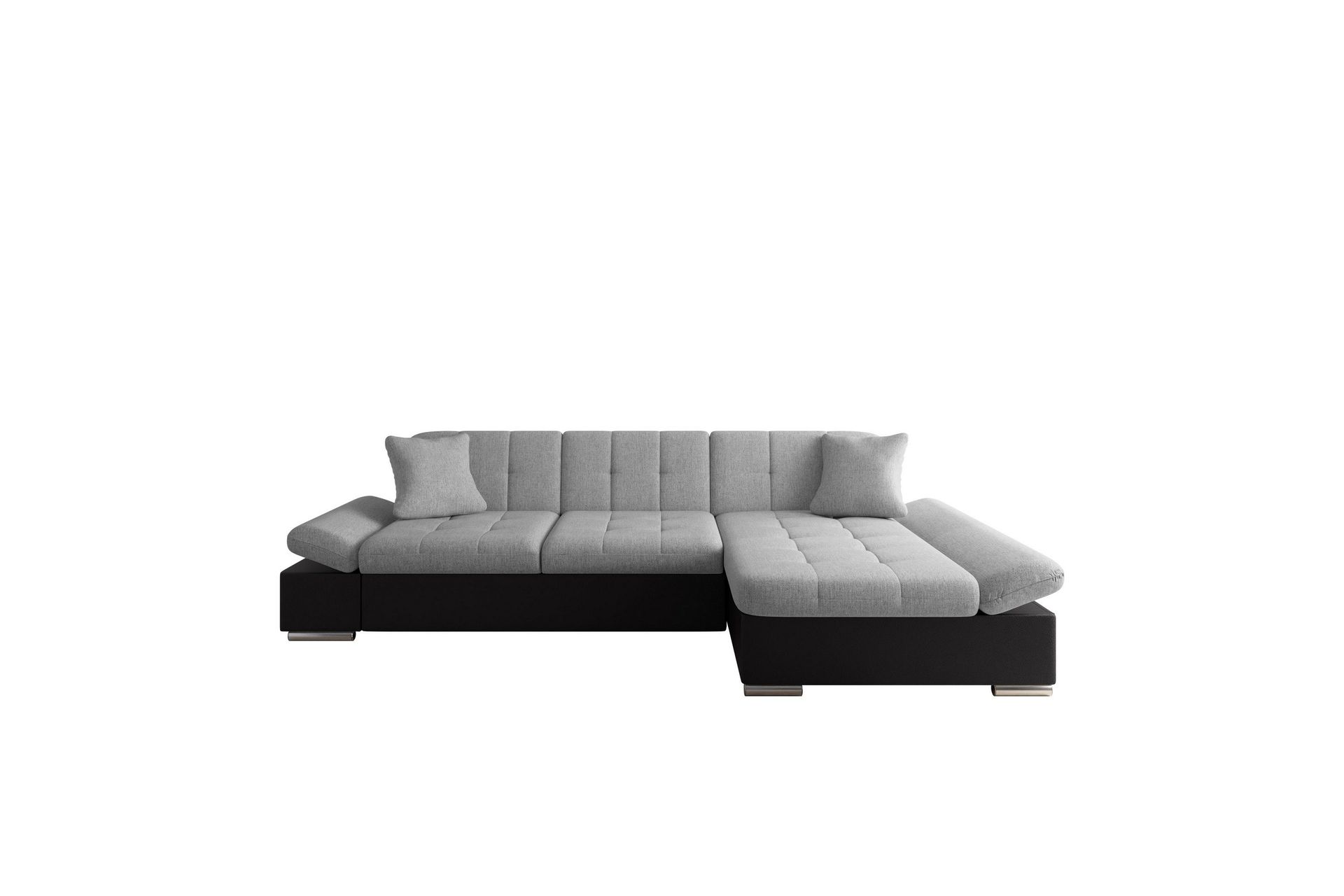 djerra bäddsoffa med schäslong 3-sits i konstläder - svart/grå