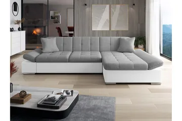 Djerra Bäddsoffa med Schäslong 3-sits i Konstläder - Vit/Grå - Möbler - Vardagsrum - Bäddsoffor