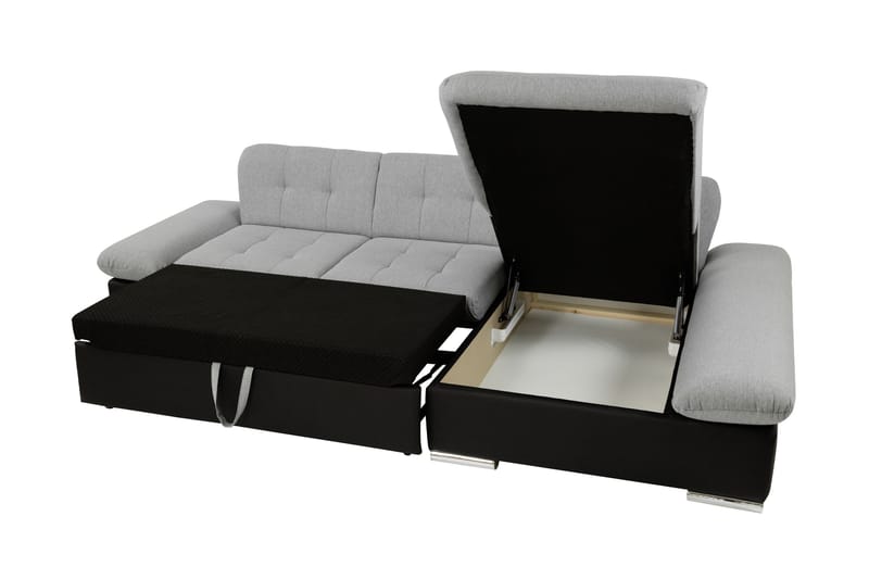 Djerra Bäddsoffa med Schäslong 3-sits i Konstläder - Vit/Grå - Möbler - Vardagsrum - Bäddsoffor