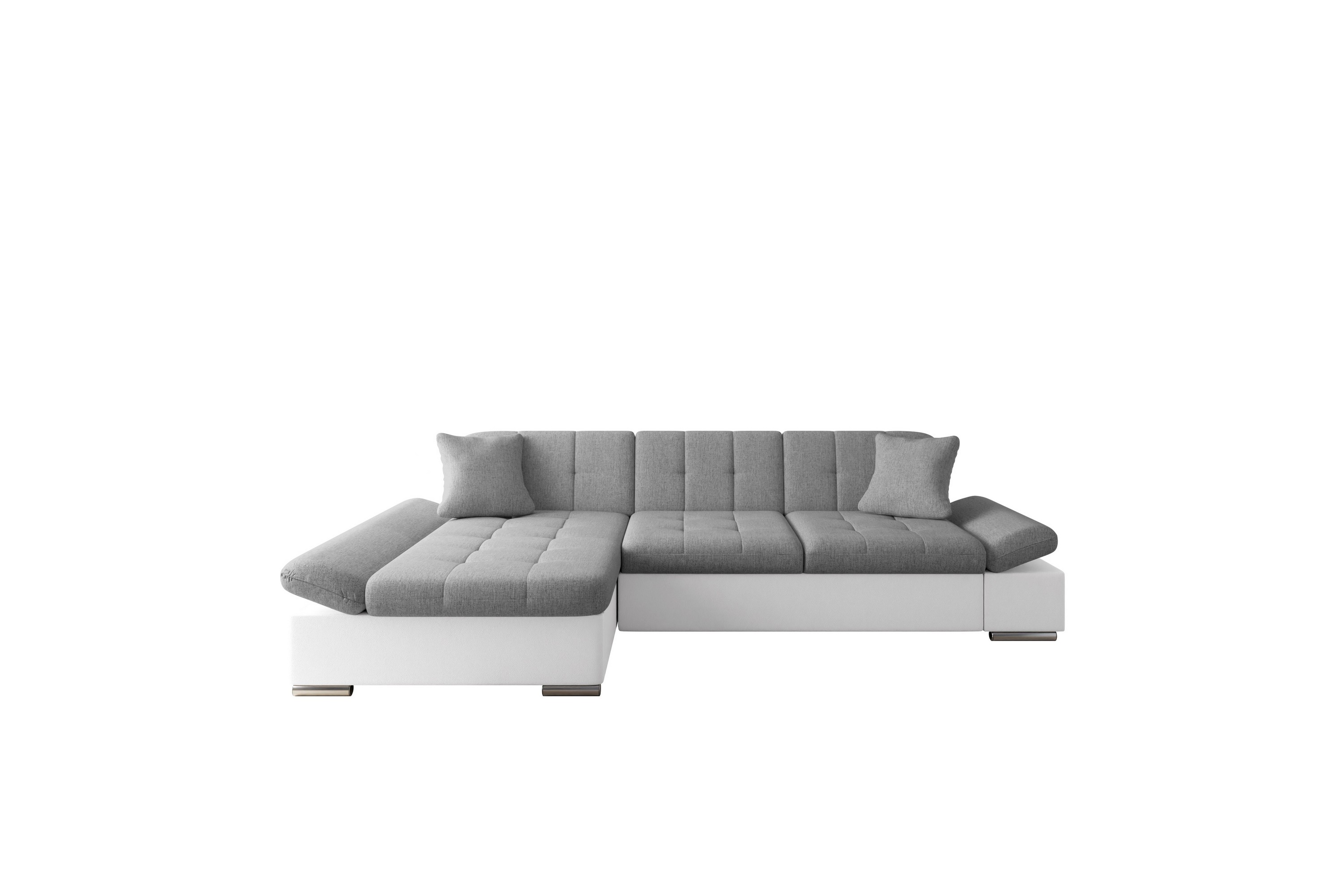 djerra bäddsoffa med schäslong 3-sits i konstläder - vit/grå