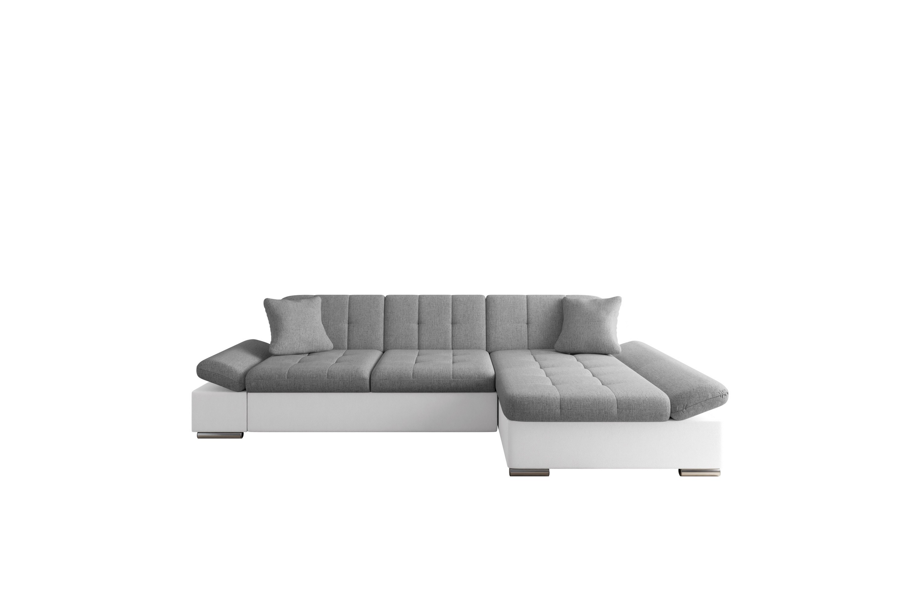 djerra bäddsoffa med schäslong 3-sits i konstläder - vit/grå