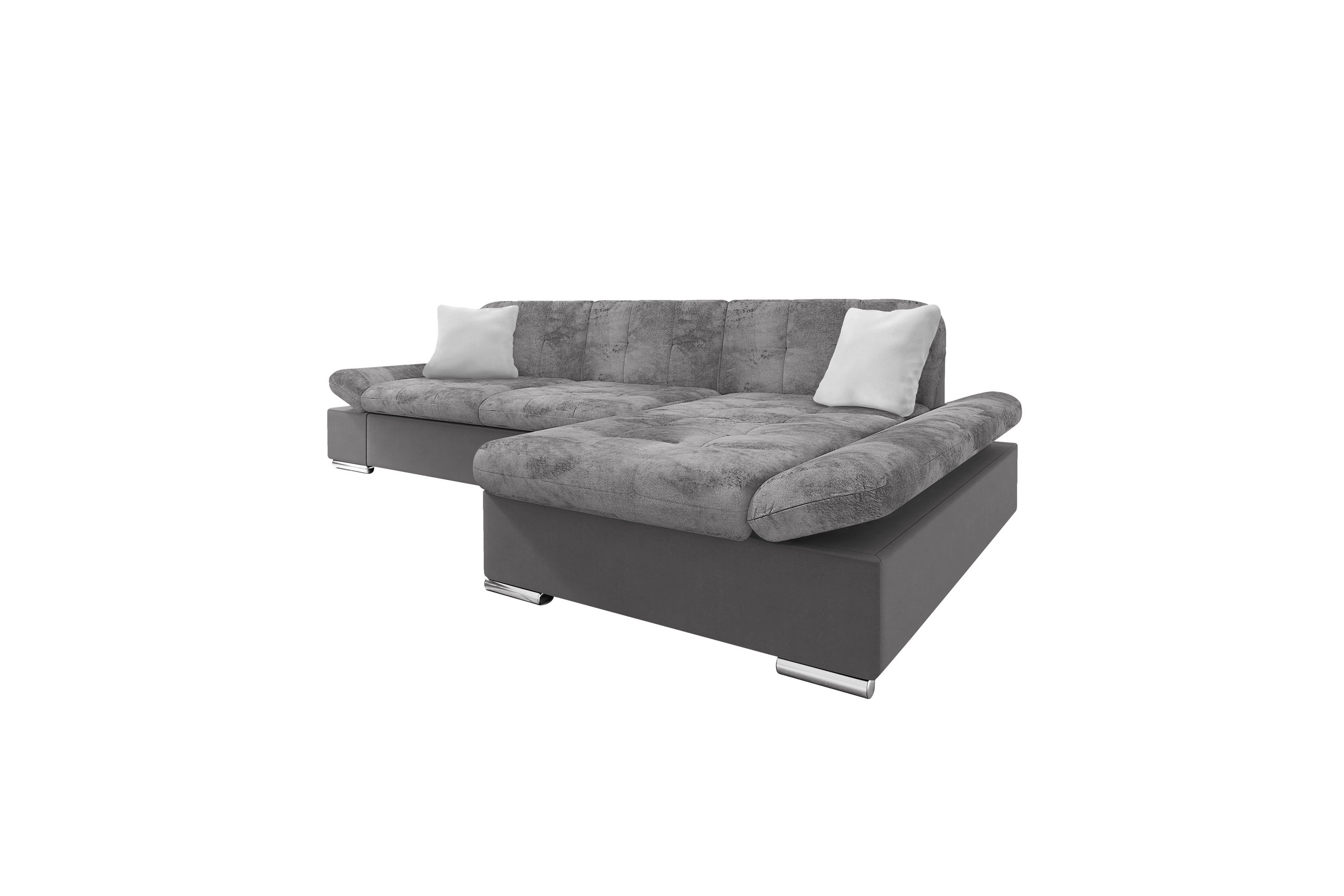 djerra bäddsoffa med schäslong 3-sits i sammet - mörkgrå/ljusgrå