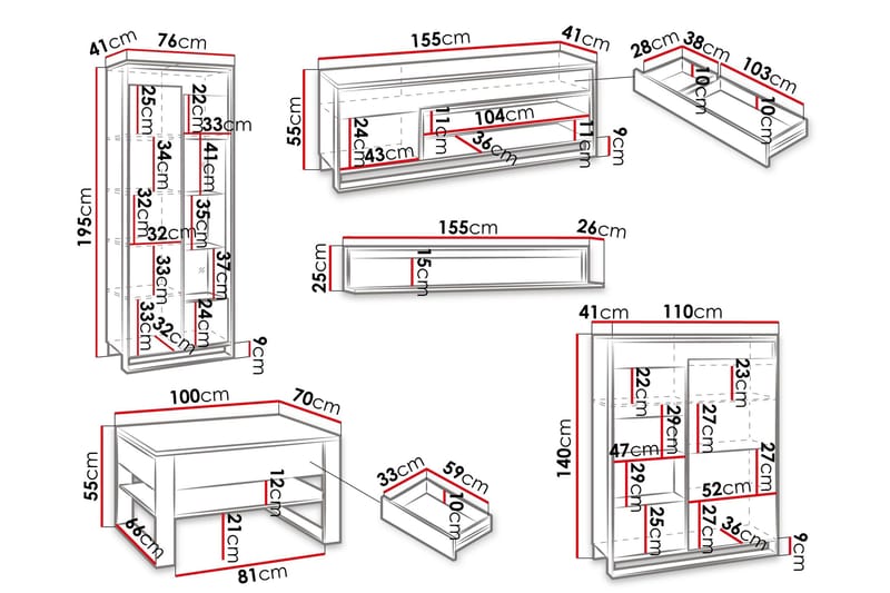Dorana Möbelset För Vardagsrum - Brun/Svart - Möbler - Vardagsrum - Möbelset för vardagsrum