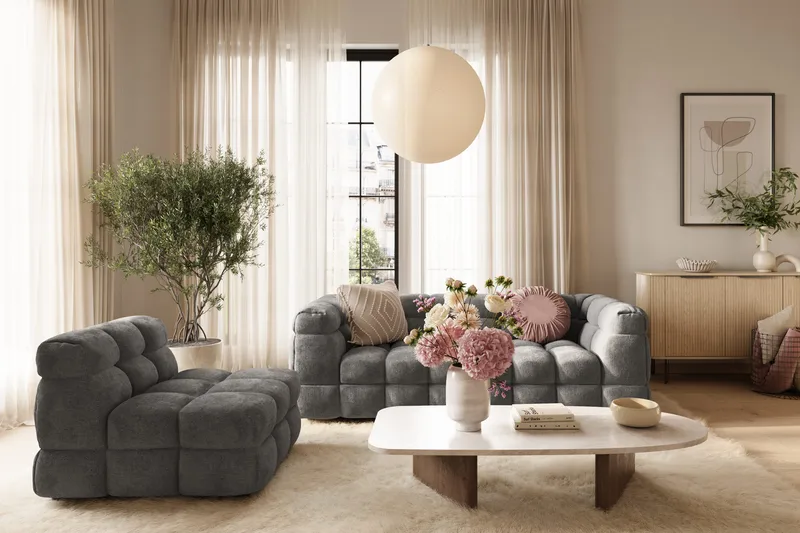 Elise Bubblig Fåtölj - Mörkgrå - Möbler - Vardagsrum - Soffor