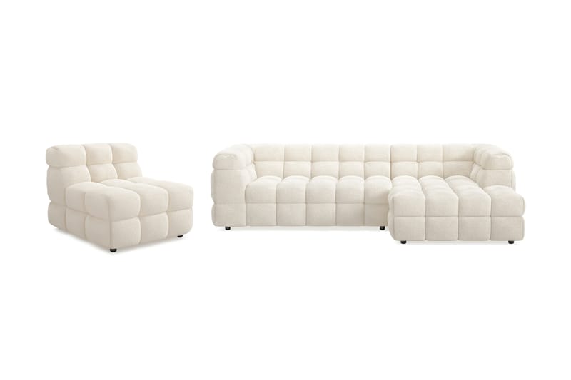 Elise Bubblig Soffgrupp 3-sits Divansoffa Höger + Fåtölj - Beige - Möbler - Vardagsrum - Soffgrupper