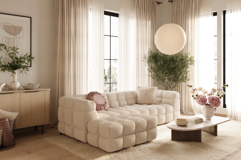 Elise Bubblig Soffgrupp 3-sits Divansoffa Vänster + Fåtölj - Beige - Möbler - Vardagsrum - Soffgrupper