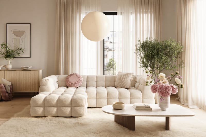 Elise Bubblig Soffgrupp 3-sits Divansoffa Vänster + Fåtölj - Beige - Möbler - Vardagsrum - Soffgrupper
