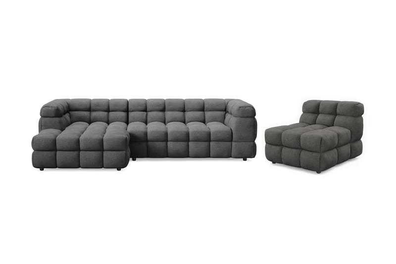 Elise Bubblig Soffgrupp 3-sits Divansoffa Vänster + Fåtölj - Mörkgrå - Möbler - Vardagsrum - Soffgrupper