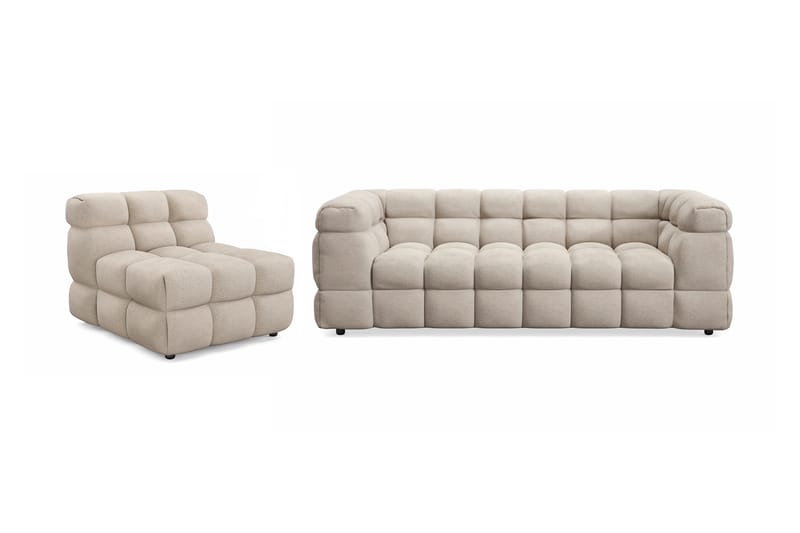 Elise Bubblig Soffgrupp 3-sits Soffa + Fåtölj - Beige - Möbler - Vardagsrum - Soffgrupper