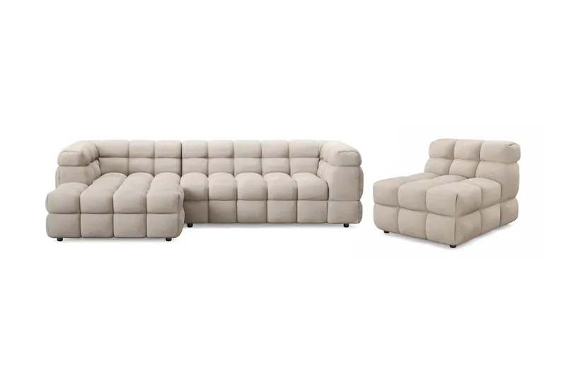 Elise Bubblig Soffgrupp 4-sits Divansoffa Vänster + Fåtölj - Beige - Möbler - Vardagsrum - Soffgrupper