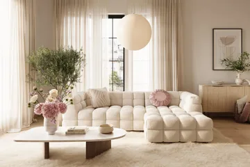 Elise Bubblig Soffgrupp 4-sits Divansoffa Vänster + Fåtölj - Beige - Möbler - Vardagsrum - Soffgrupper