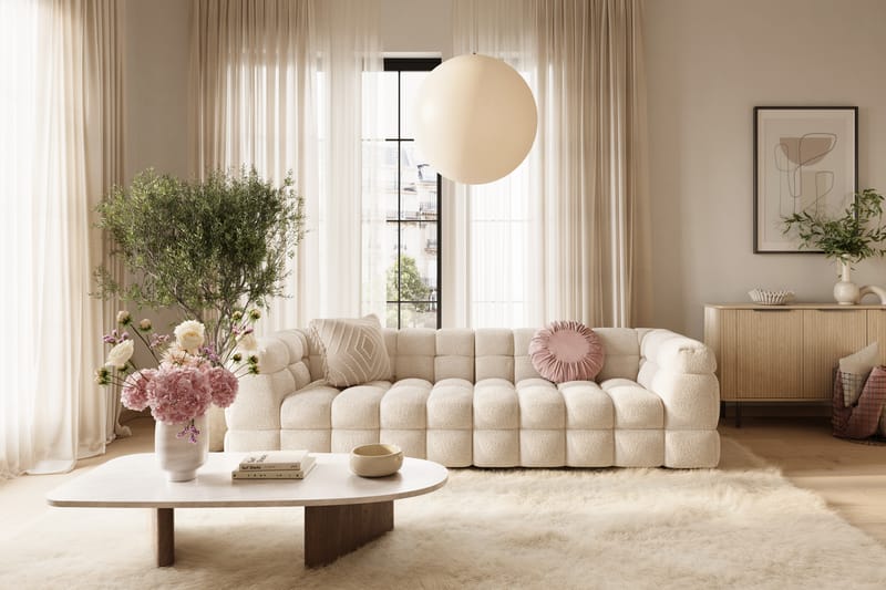 Elise Bubblig Soffgrupp 4-sits Soffa + Fåtölj - Beige - Möbler - Vardagsrum - Soffgrupper