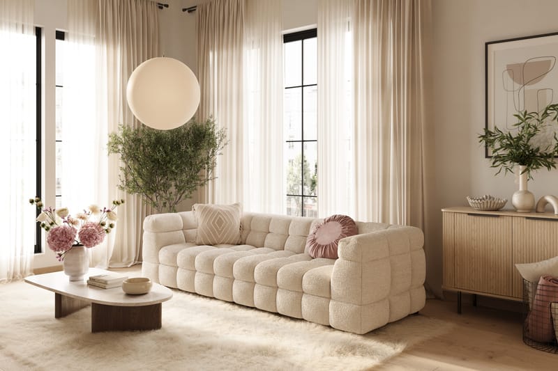 Elise Bubblig Soffgrupp 4-sits Soffa + Fåtölj - Beige - Möbler - Vardagsrum - Soffgrupper