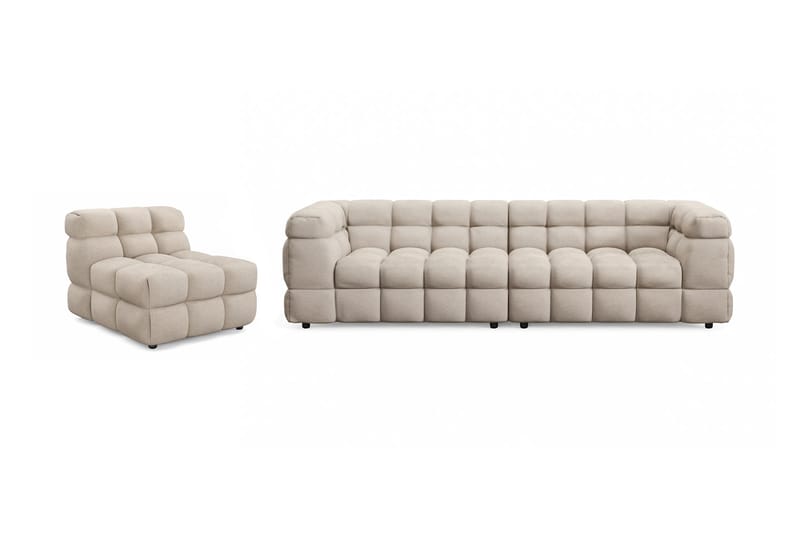 Elise Bubblig Soffgrupp 4-sits Soffa + Fåtölj - Beige - Möbler - Vardagsrum - Soffgrupper