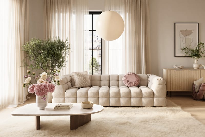 Elise Bubblig Soffgrupp 4-sits Soffa + Fåtölj - Beige - Möbler - Vardagsrum - Soffgrupper