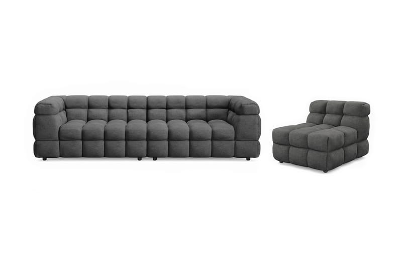 Elise Bubblig Soffgrupp 4-sits Soffa + Fåtölj - Mörkgrå - Möbler - Vardagsrum - Soffgrupper