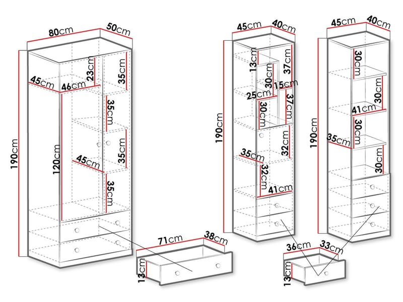 Elvaren Möbelset Garderob och Bokhylla - Möbler - Vardagsrum - Möbelset för vardagsrum