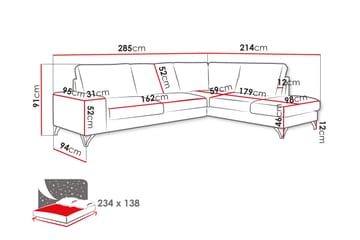 Emet Bäddsoffa med Schäslong 4-sits - Grå - Möbler - Vardagsrum - Bäddsoffor