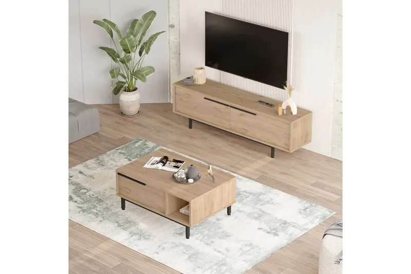Erhan Möbelset För Vardagsrum - Ek - Möbler - Vardagsrum - Möbelset för vardagsrum