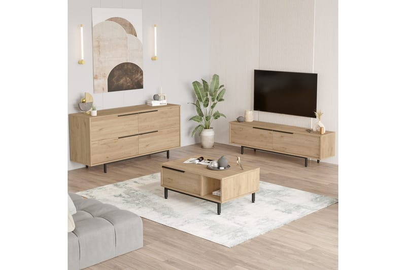 Erhan Möbelset För Vardagsrum - Ek - Möbler - Vardagsrum - Möbelset för vardagsrum