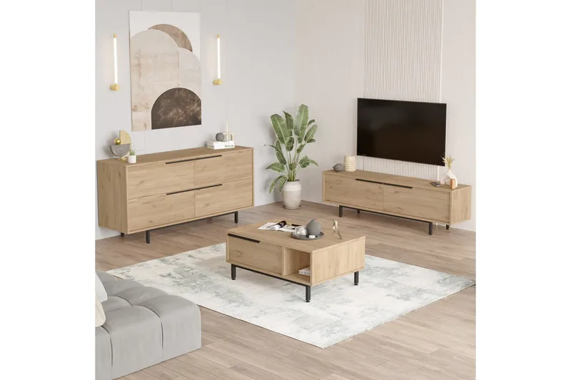 Erhan Möbelset För Vardagsrum - Ek - Möbler - Vardagsrum - Möbelset för vardagsrum