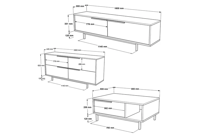 Erhan Möbelset För Vardagsrum - Vit - Möbler - Vardagsrum - Möbelset för vardagsrum
