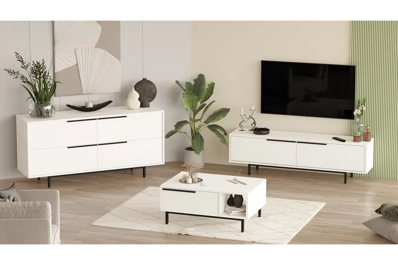 Erhan Möbelset För Vardagsrum - Vit - Möbler - Vardagsrum - Möbelset för vardagsrum