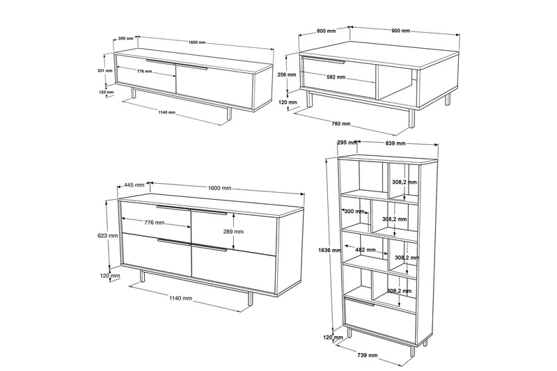 Erhan Möbelset För Vardagsrum - Vit - Möbler - Vardagsrum - Möbelset för vardagsrum