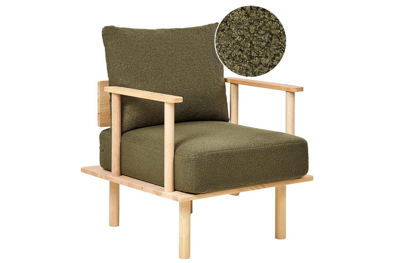 Fåtölj Asker, Grönt, ljust trä