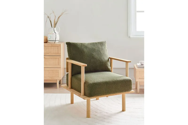 Fåtölj Asker - Grönt, ljust trä - Möbler - Vardagsrum - Fåtöljer