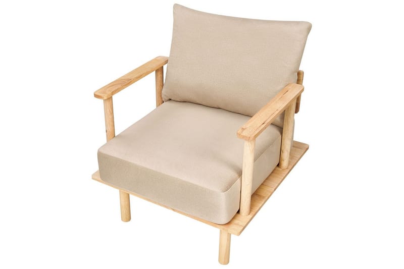 Fåtölj Asker - Sandbeige, ljust trä - Möbler - Vardagsrum - Fåtöljer
