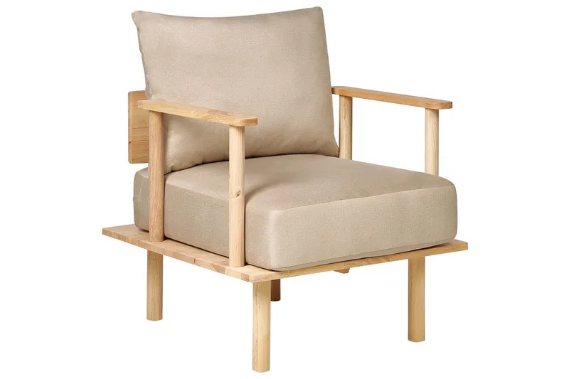 Fåtölj Asker, Sandbeige, ljust trä