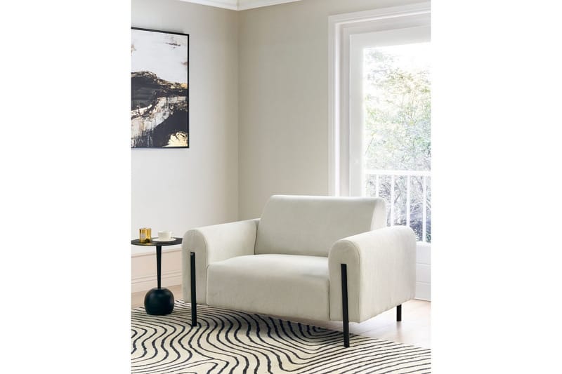 Fåtölj Askim - Off-white, Svart/Manchestertyg - Möbler - Vardagsrum - Fåtöljer