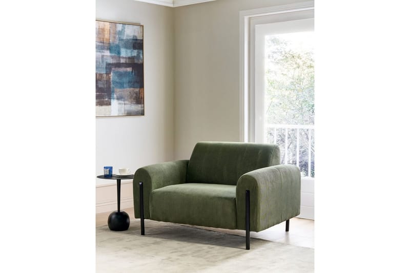 Fåtölj Askim - Olivgrön, Svart/Manchestertyg - Möbler - Vardagsrum - Fåtöljer