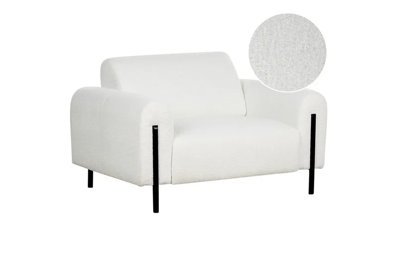 Fåtölj Askim, Vit, Svart/Bouclé