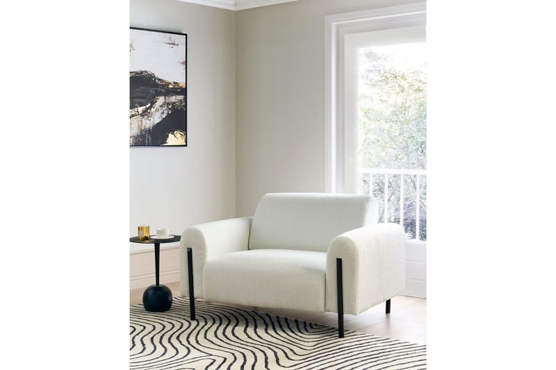 Fåtölj Askim - Vit, Svart/Bouclé - Möbler - Vardagsrum - Fåtöljer