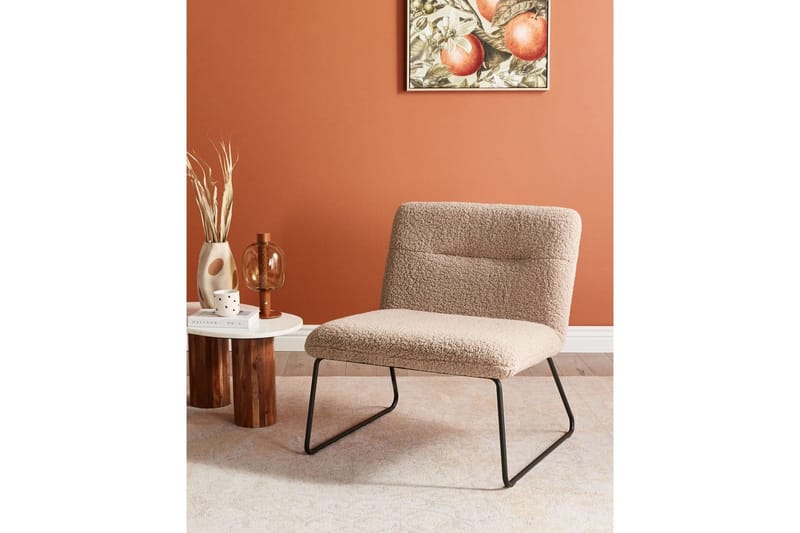 Fåtölj Cotulla - Beige, svart/Bouclé - Möbler - Vardagsrum - Fåtöljer