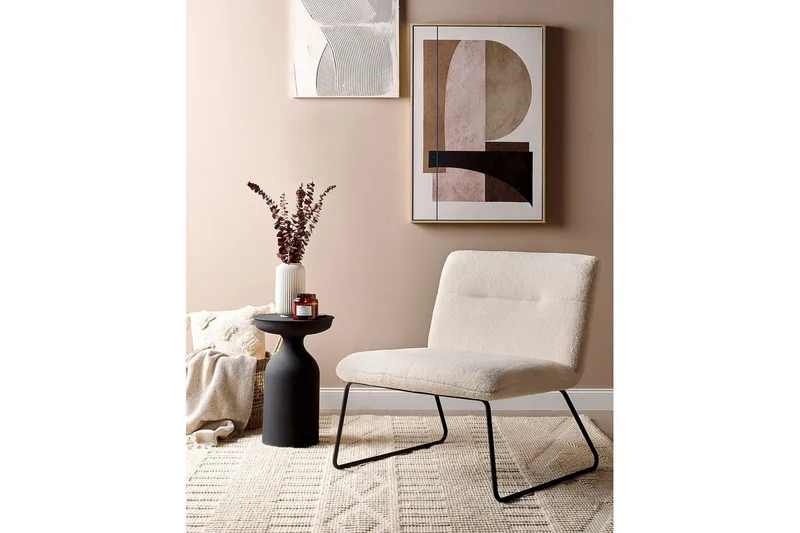 Fåtölj Cotulla - Vit, Svart/Bouclé - Möbler - Vardagsrum - Fåtöljer