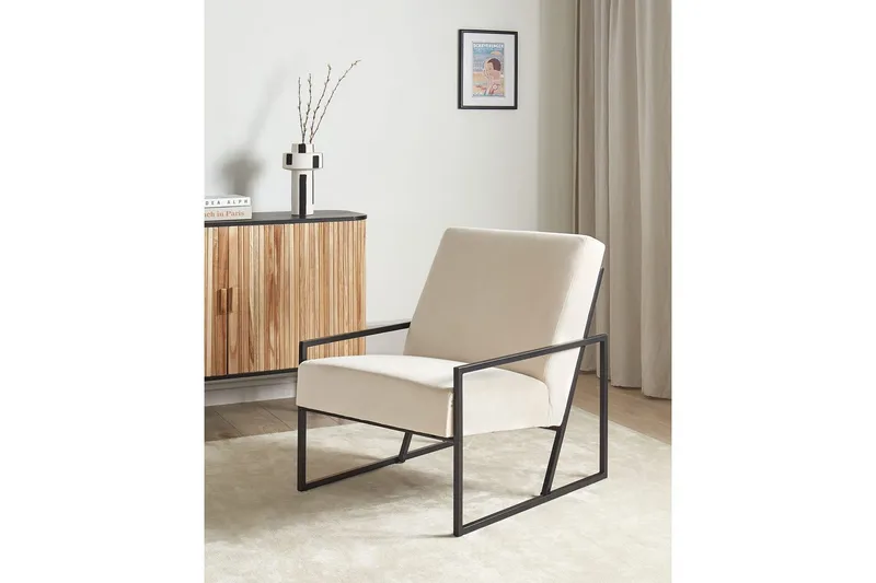 Fåtölj Delary - Beige, svart - Möbler - Vardagsrum - Fåtöljer