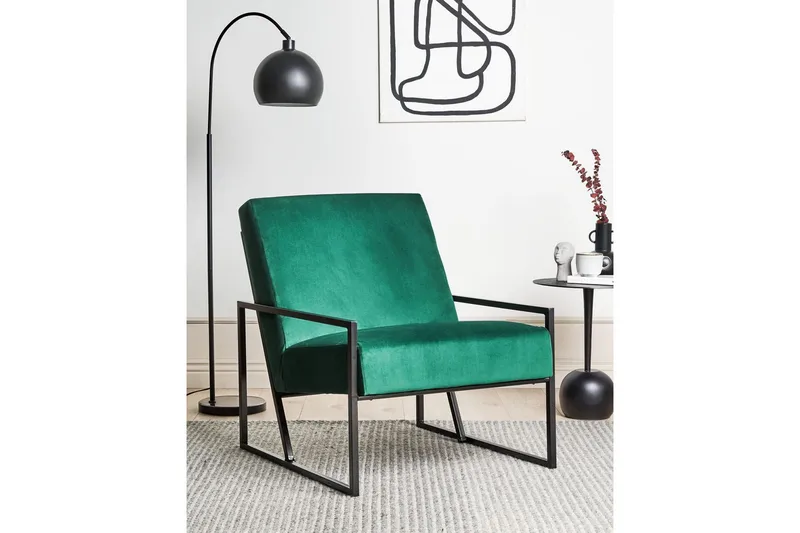 Fåtölj Delary - Grön, Svart - Möbler - Vardagsrum - Fåtöljer