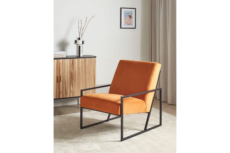 Fåtölj Delary - Orange, svart - Möbler - Vardagsrum - Fåtöljer