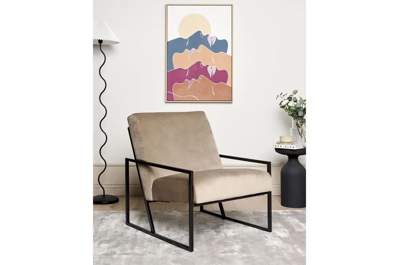 Fåtölj Delary - Taupe, svart - Möbler - Vardagsrum - Fåtöljer