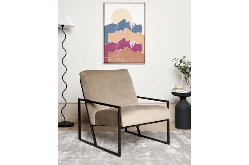 Fåtölj Delary - Taupe, svart - Möbler - Vardagsrum - Fåtöljer